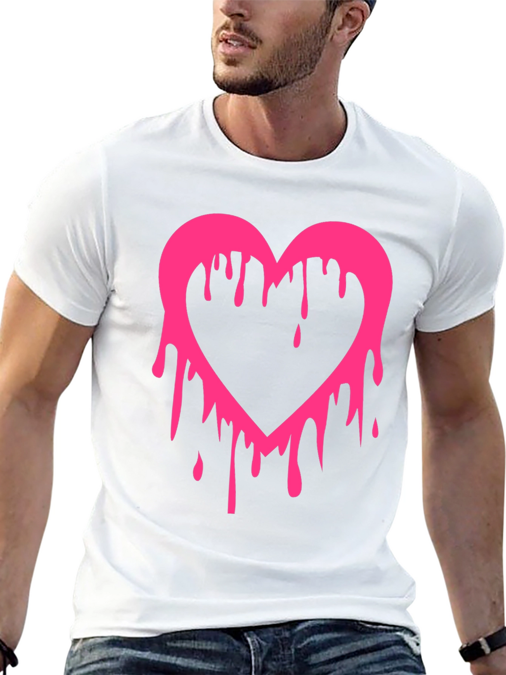 Dripping Heart Graphic Tee - Mens Black T-Shirt