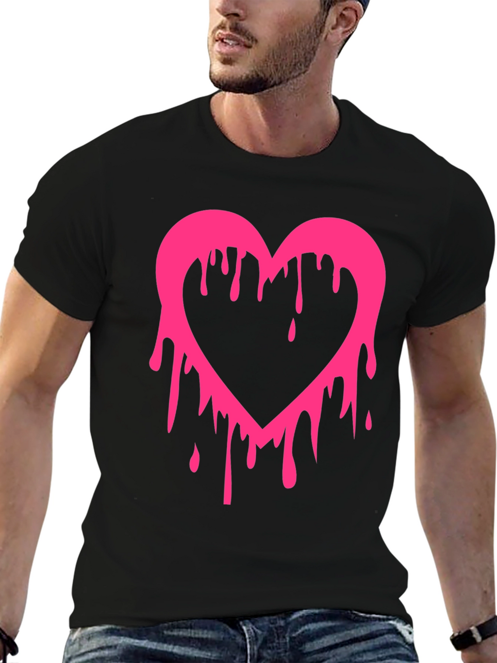 Dripping Heart Graphic Tee - Mens Black T-Shirt