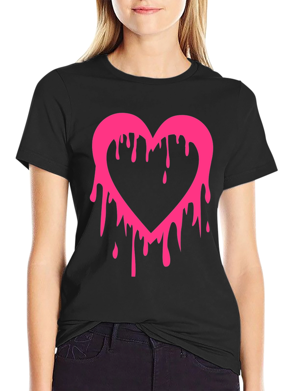 Dripping Heart Graphic Tee - Mens Black T-Shirt