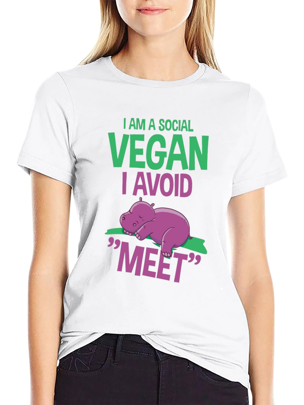 Social Vegan T-Shirt - Avoid Meet Funny Animal Tee