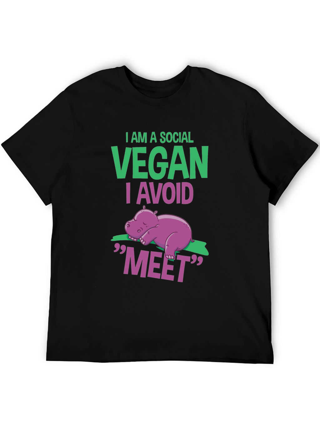 Social Vegan T-Shirt - Avoid Meet Funny Animal Tee