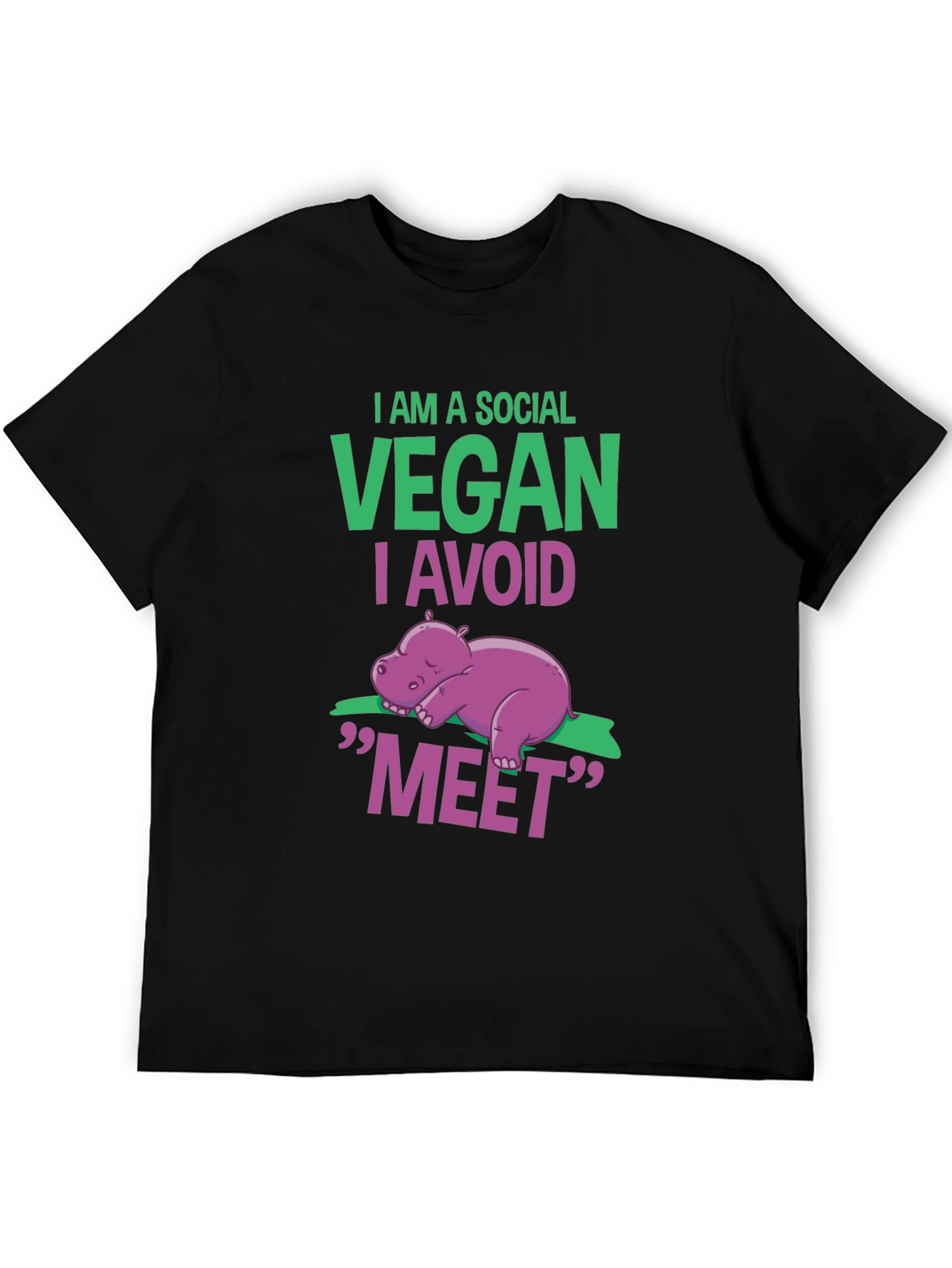 Social Vegan T-Shirt - Avoid Meet Funny Animal Tee