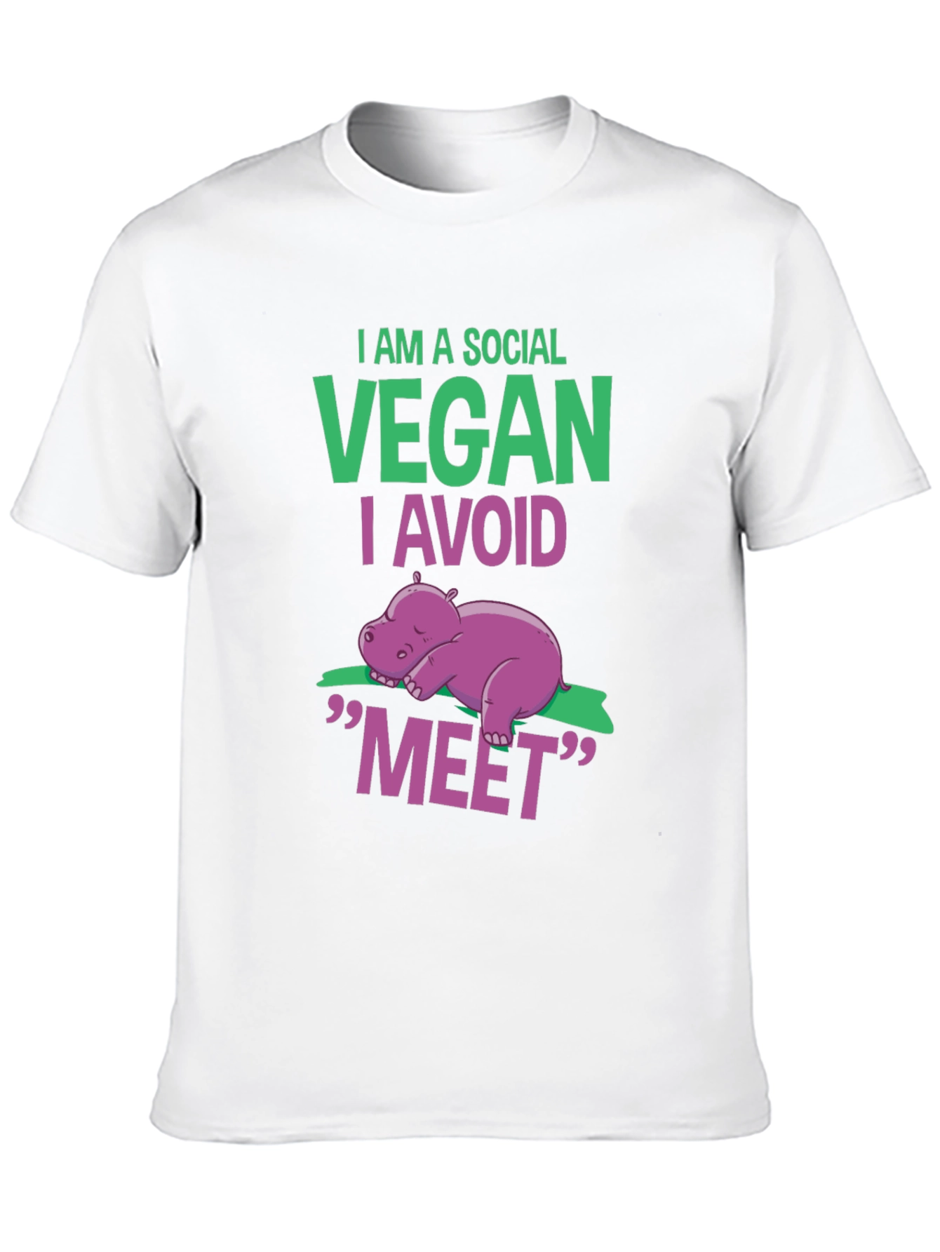 Social Vegan T-Shirt - Avoid Meet Funny Animal Tee