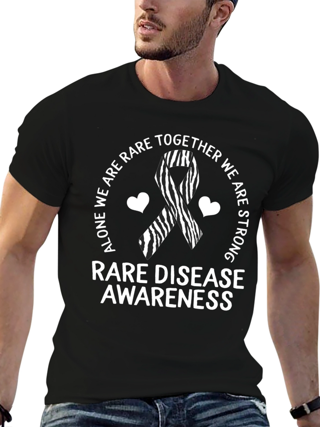 Rare Disease Awareness T-Shirt Zebra Ribbon