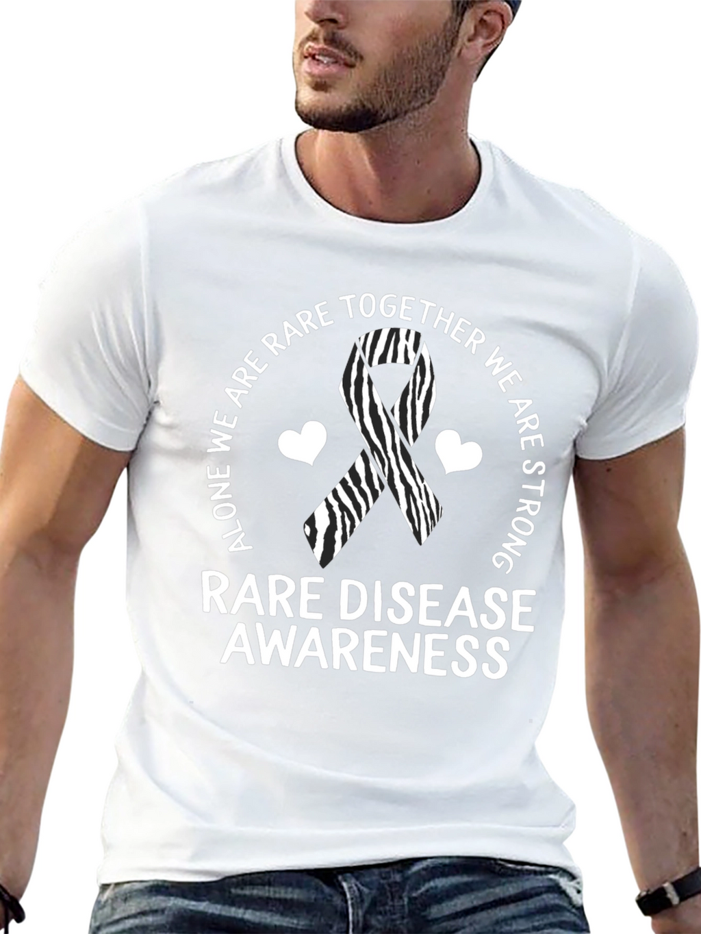 Rare Disease Awareness T-Shirt Zebra Ribbon