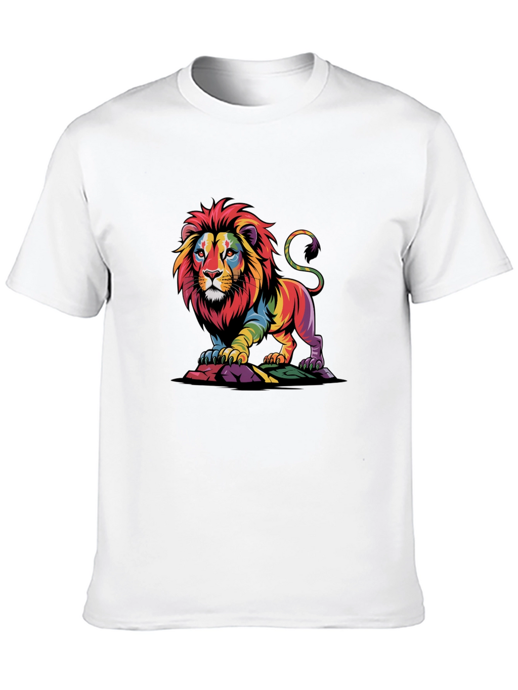 Rainbow Lion Graphic Tee - Bold Black T-Shirt