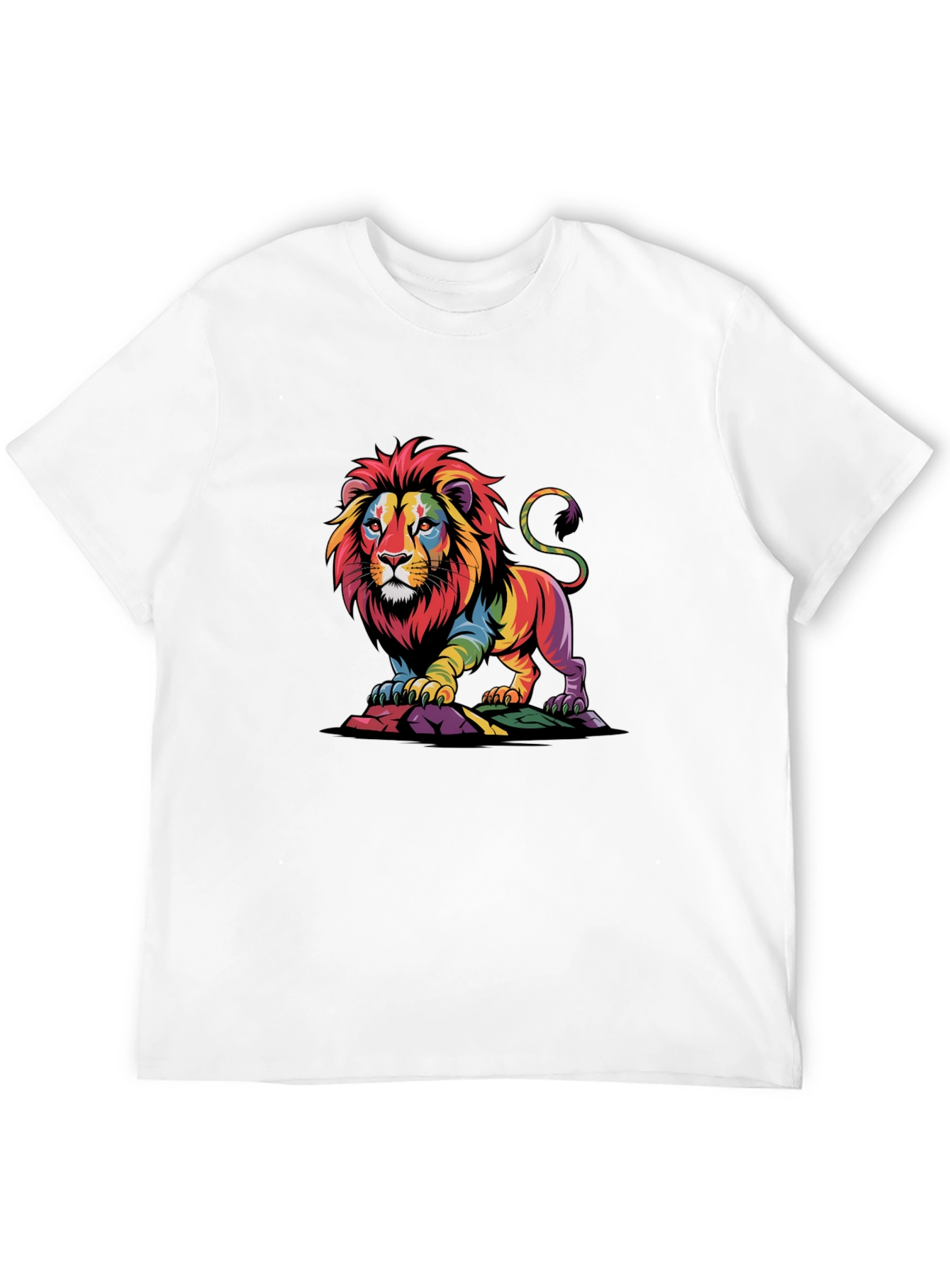 Rainbow Lion Graphic Tee - Bold Black T-Shirt
