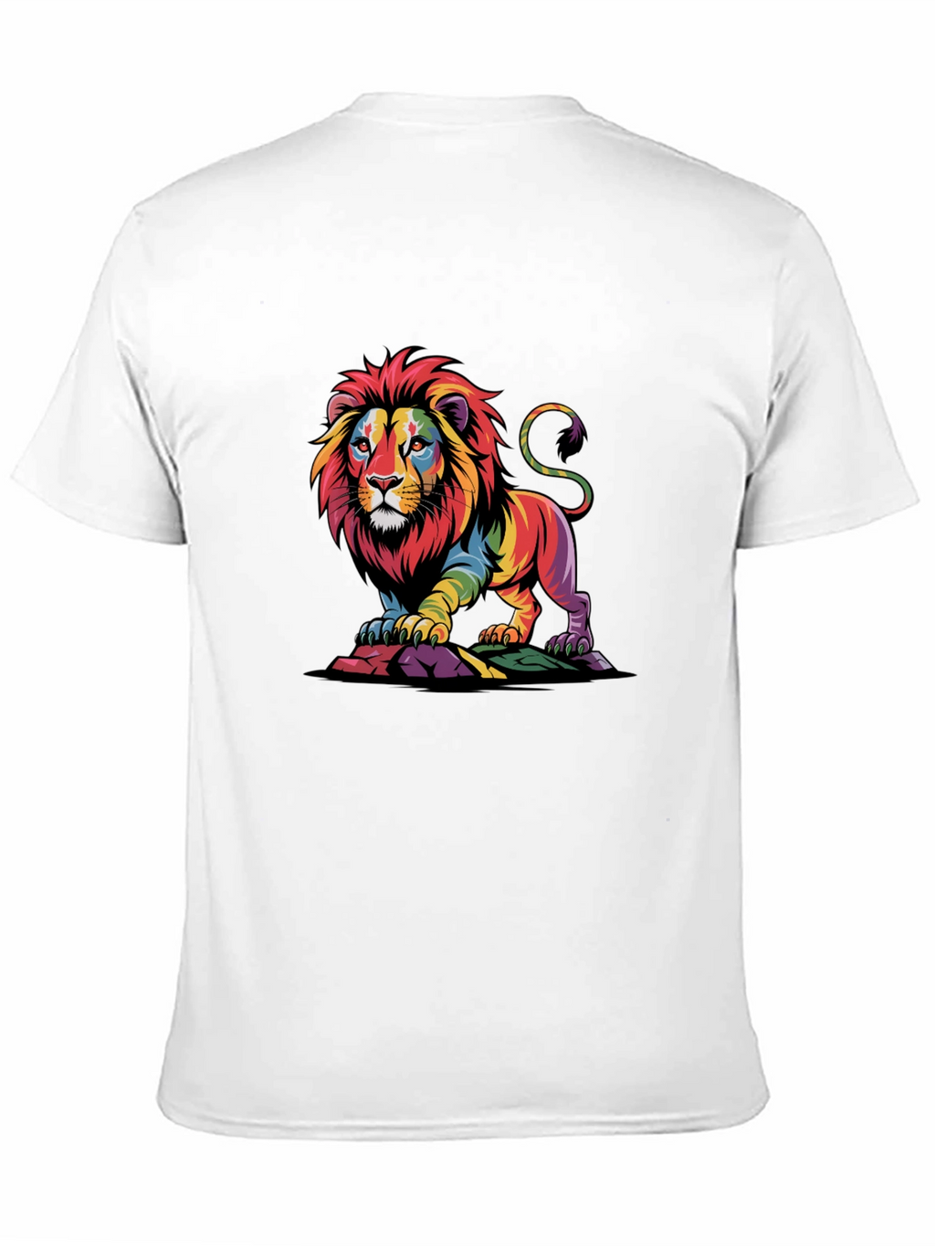 Rainbow Lion Graphic Tee - Bold Black T-Shirt