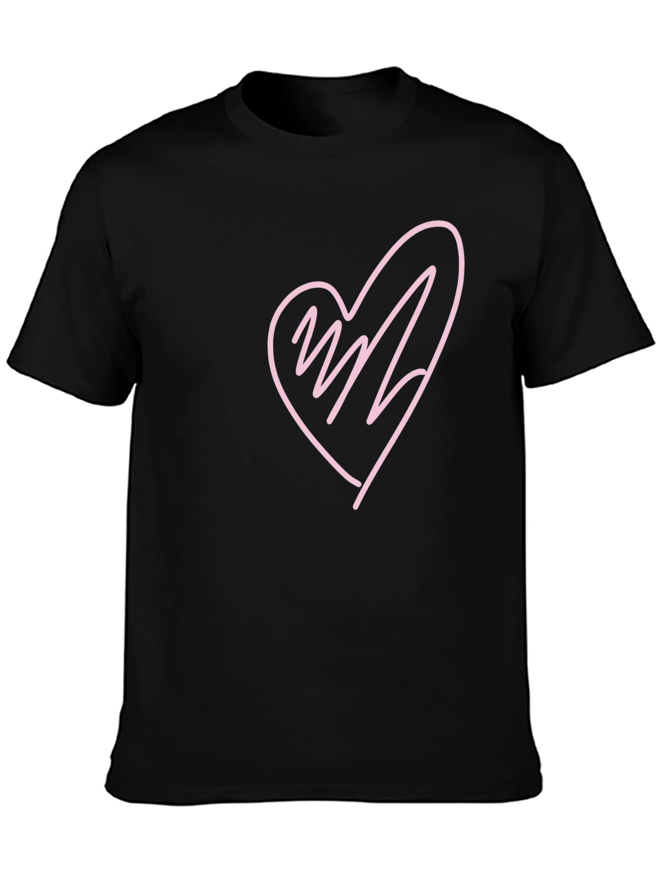 Heart Scribble Graphic T-Shirt - Black