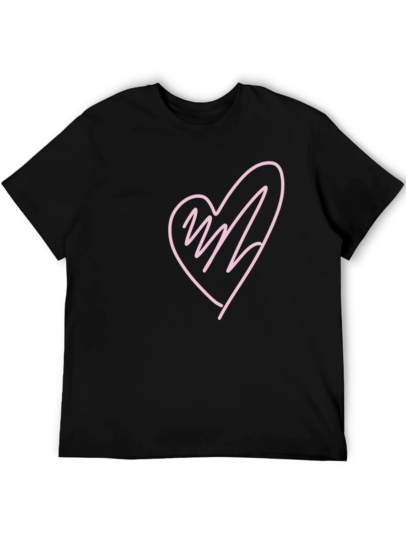 Heart Scribble Graphic T-Shirt - Black