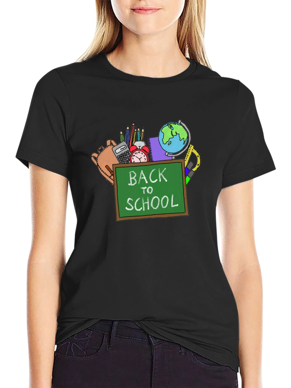 Back to School Graphic Tee - Black Cotton T-Shirt