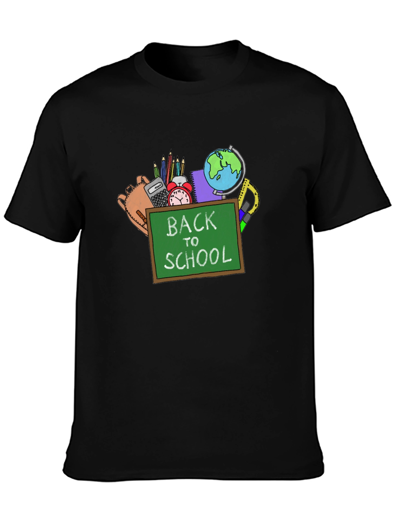 Back to School Graphic Tee - Black Cotton T-Shirt