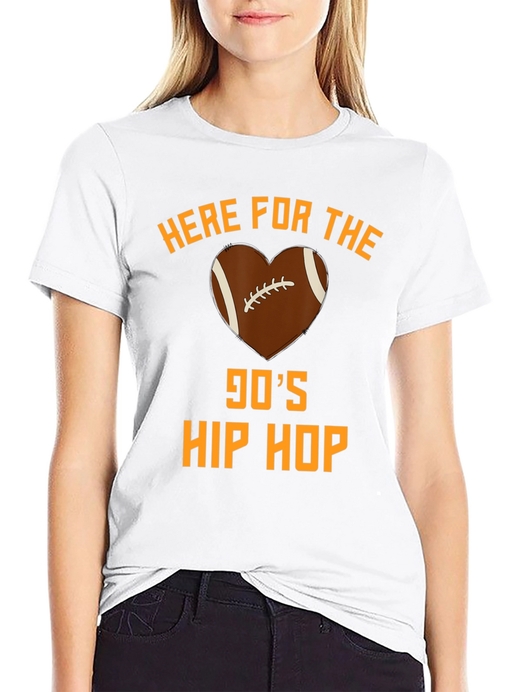 90s Hip Hop Football Heart T-Shirt