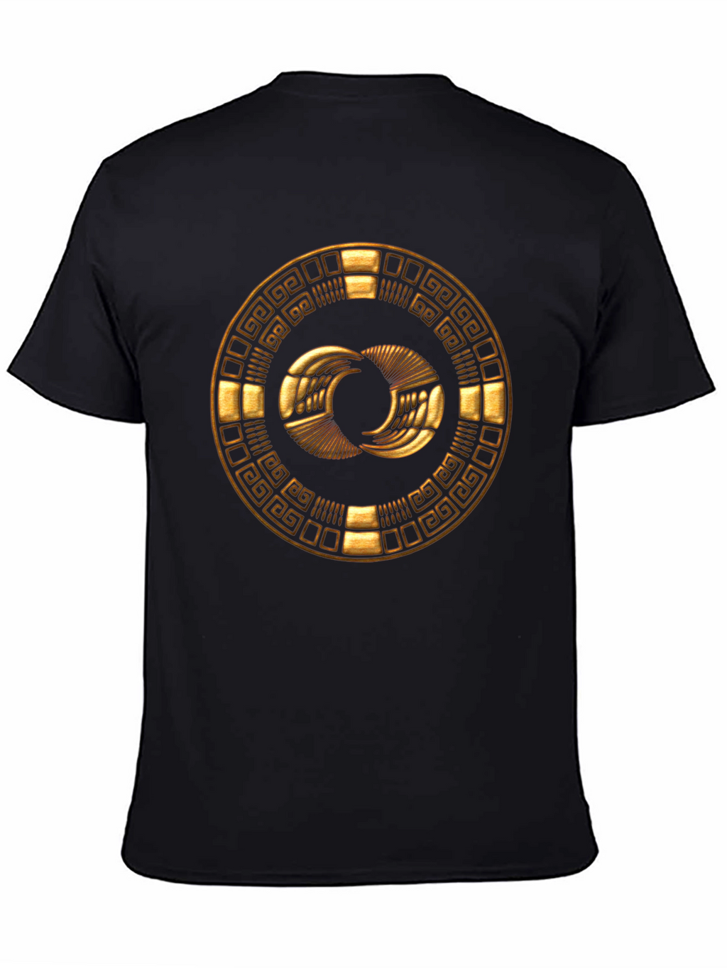 Golden Aztec Symbol Black T-Shirt