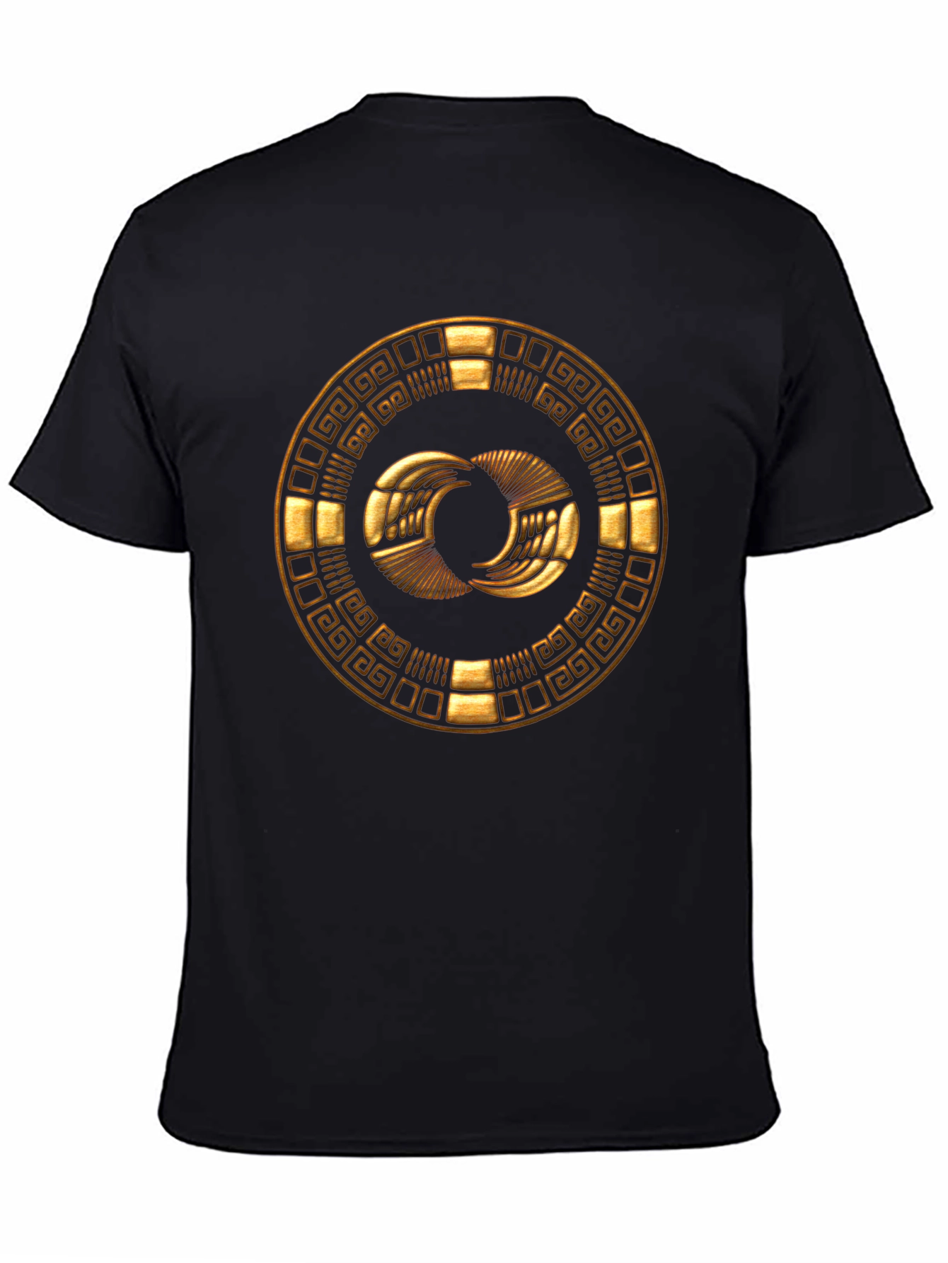 Golden Aztec Symbol Black T-Shirt