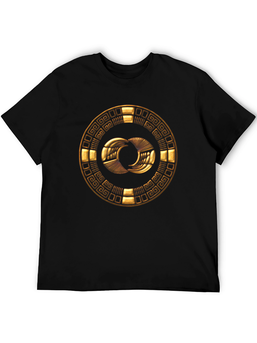 Golden Aztec Symbol Black T-Shirt