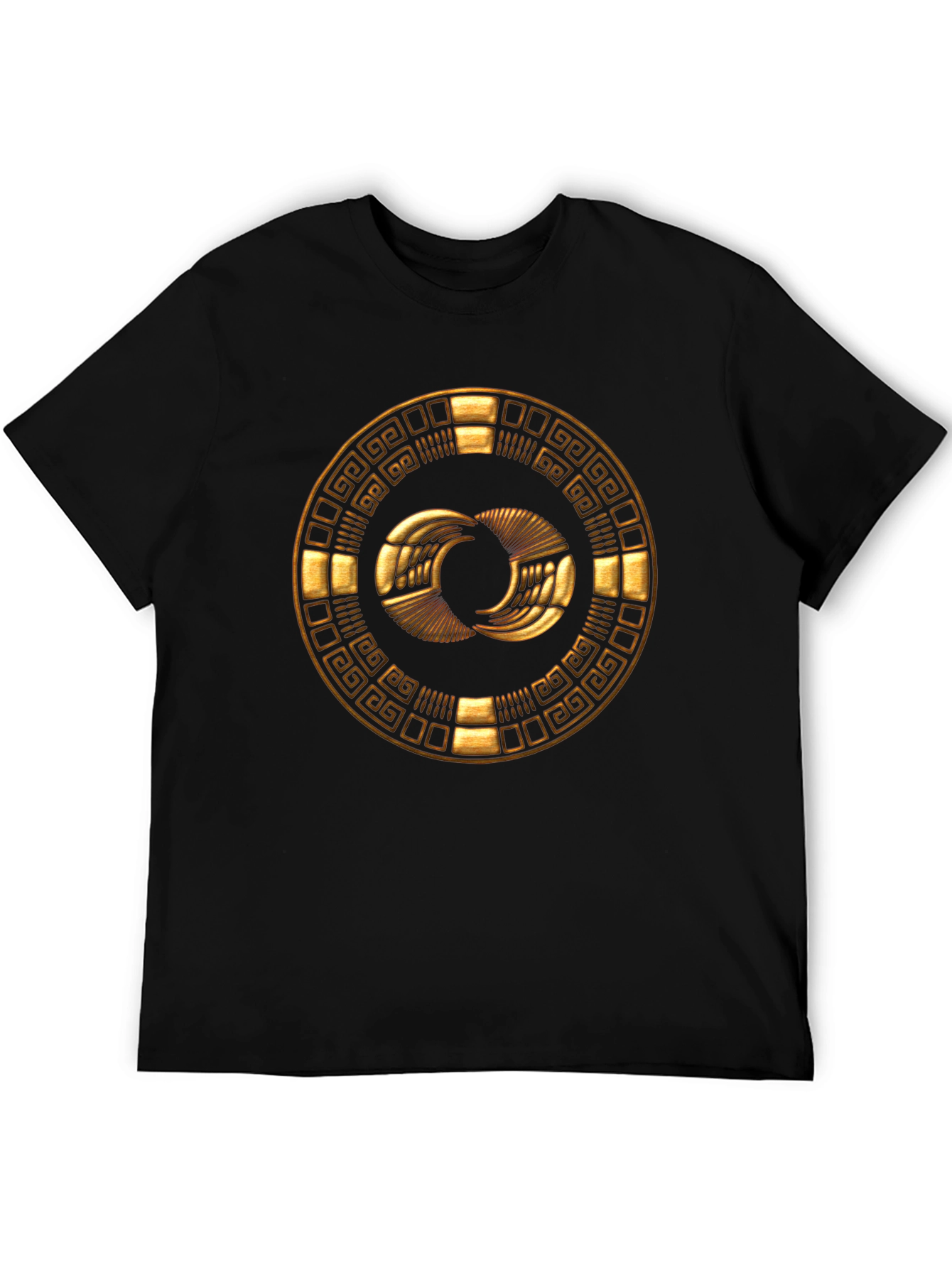 Golden Aztec Symbol Black T-Shirt