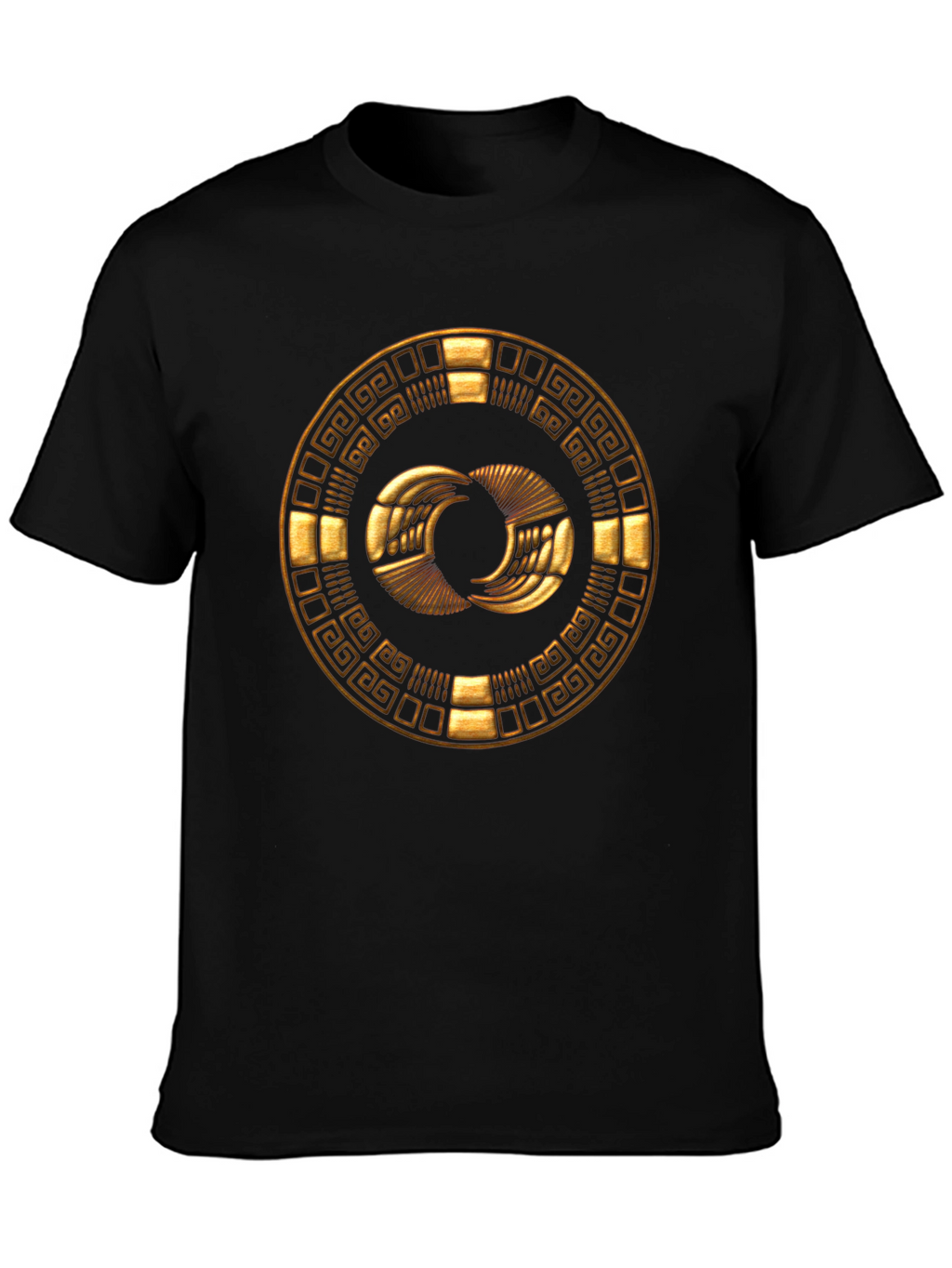 Golden Aztec Symbol Black T-Shirt