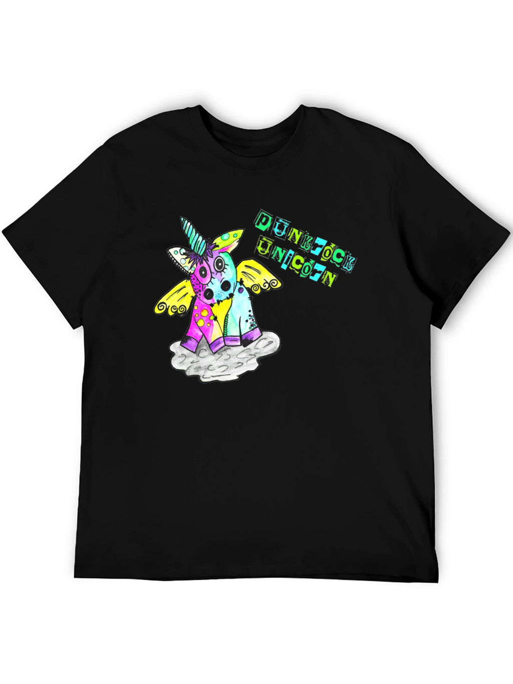Punk Rock Unicorn Black T-Shirt