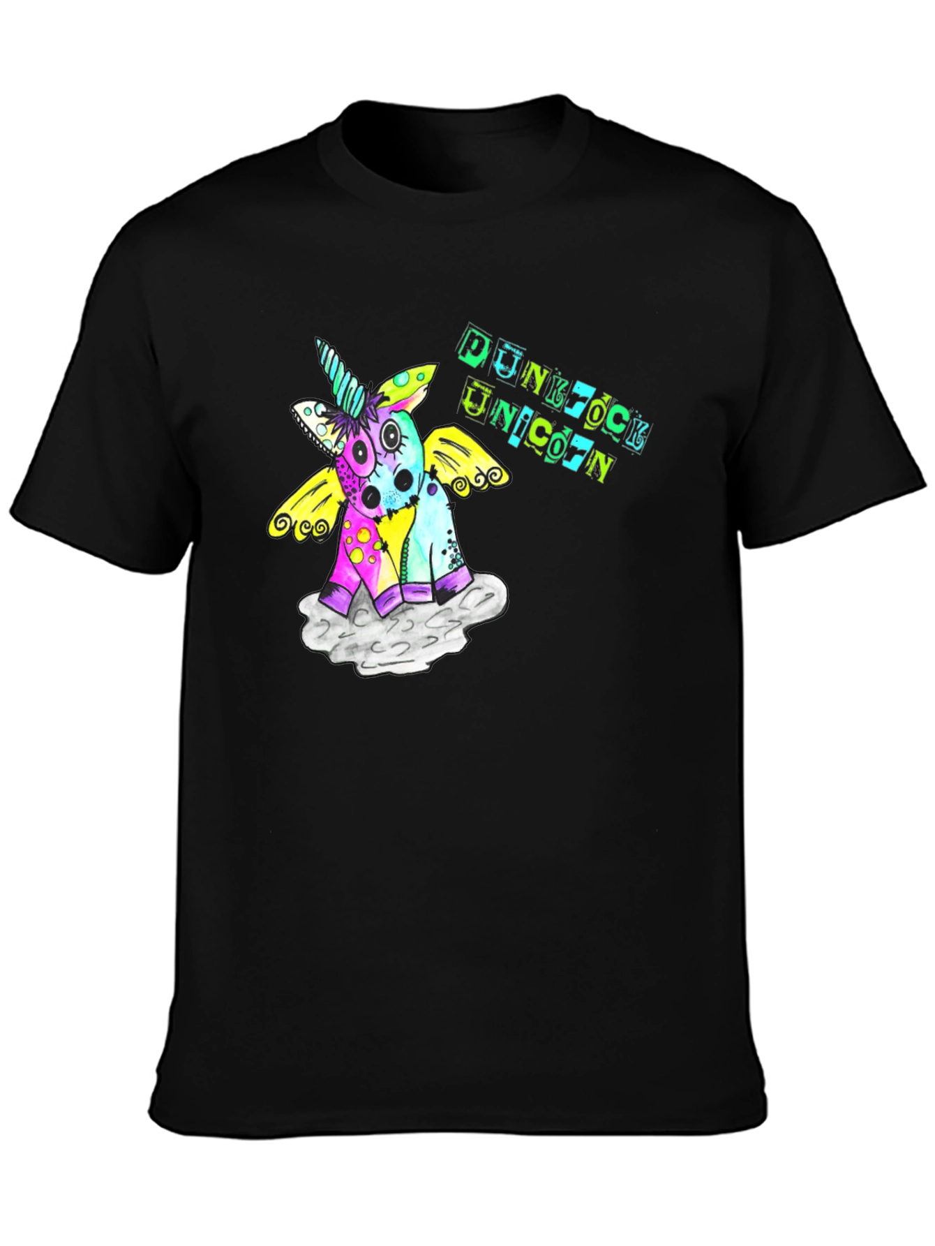 Punk Rock Unicorn Black T-Shirt