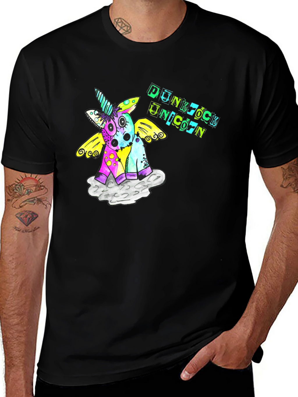 Punk Rock Unicorn Black T-Shirt