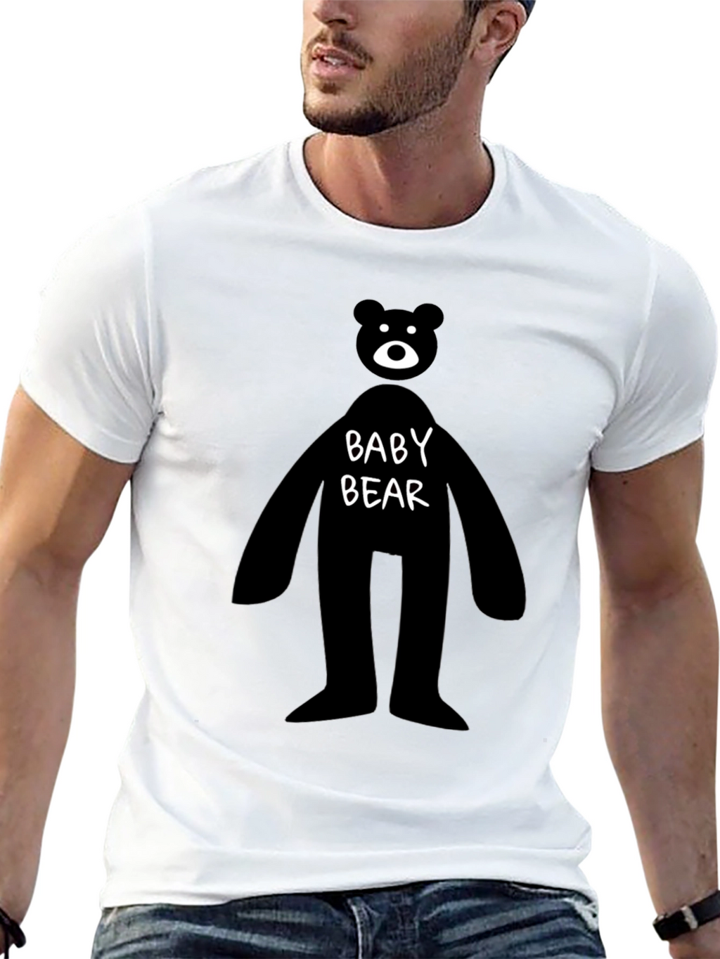 Baby Bear Graphic Tee - Mens Black Cotton T-Shirt