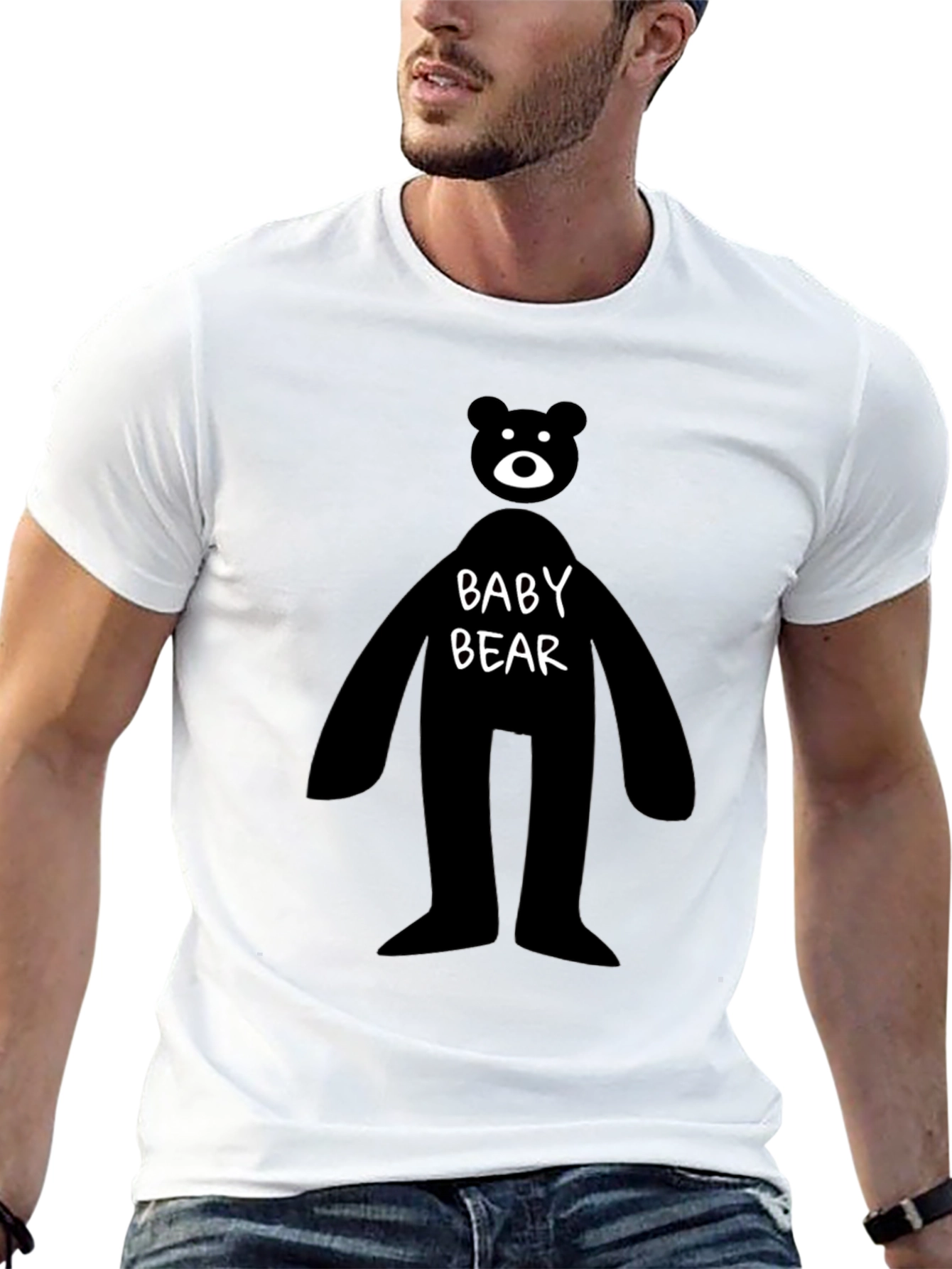 Baby Bear Graphic Tee - Mens Black Cotton T-Shirt