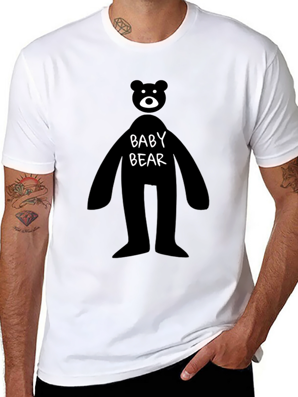 Baby Bear Graphic Tee - Mens Black Cotton T-Shirt