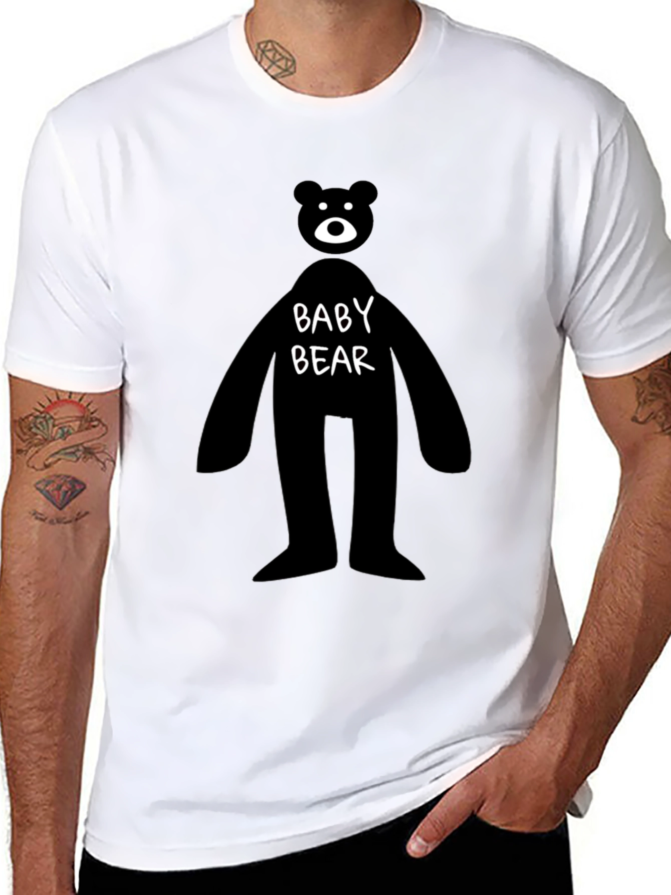Baby Bear Graphic Tee - Mens Black Cotton T-Shirt