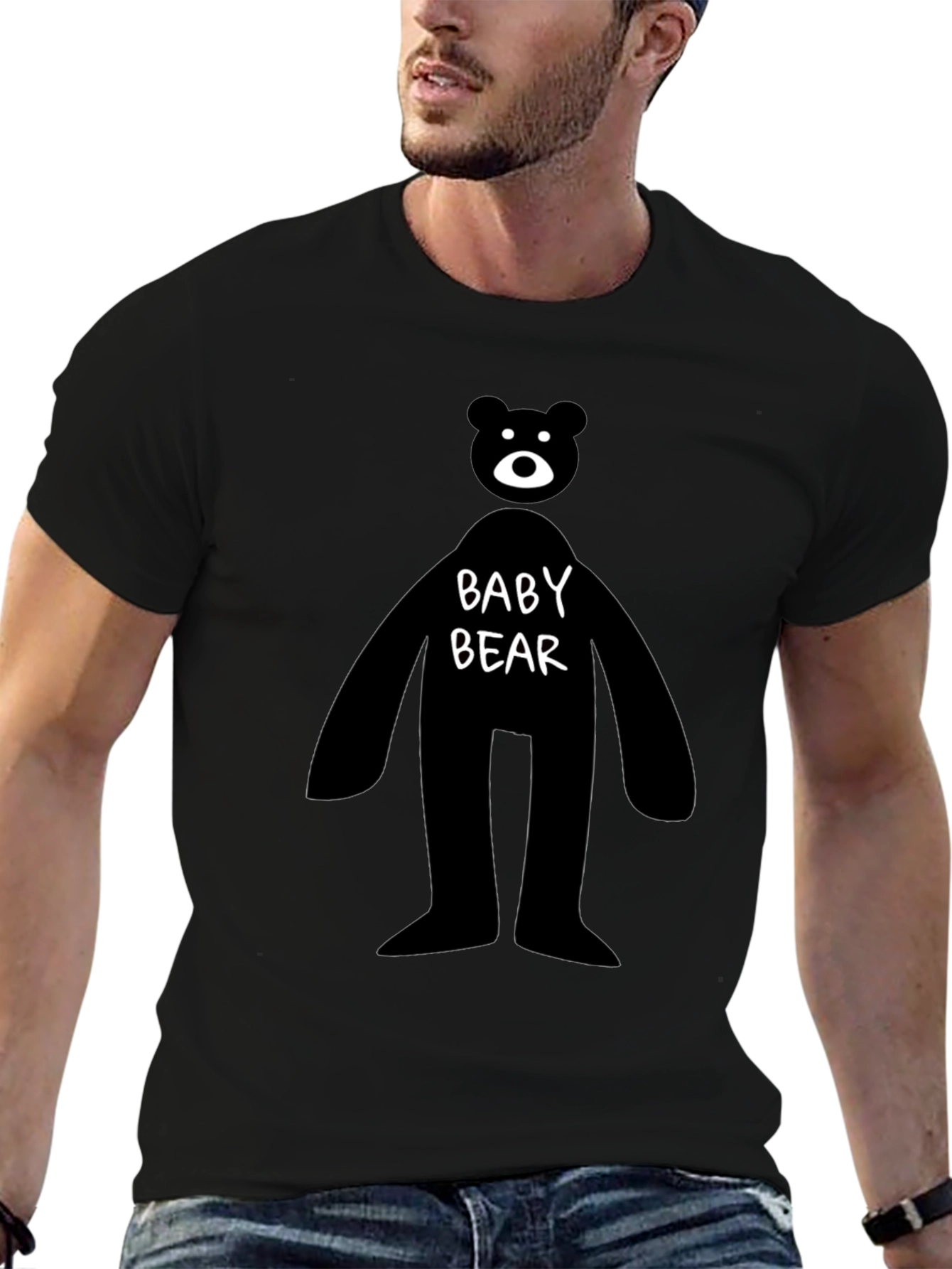 Baby Bear Graphic Tee - Mens Black Cotton T-Shirt