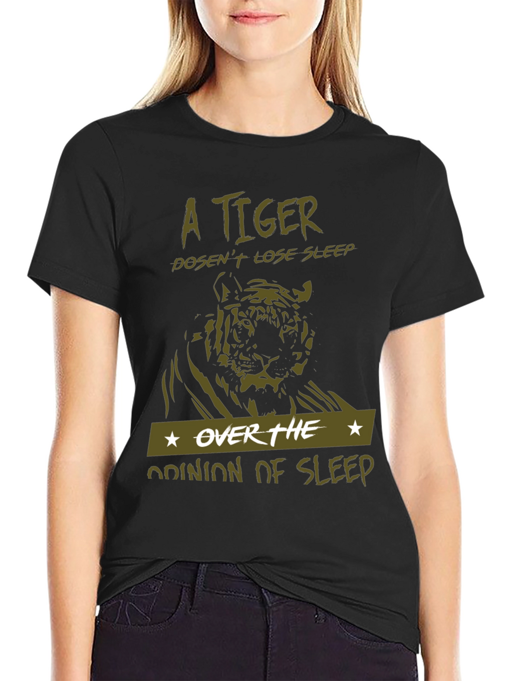 A Tiger Doesnt Lose Sleep Black T-Shirt