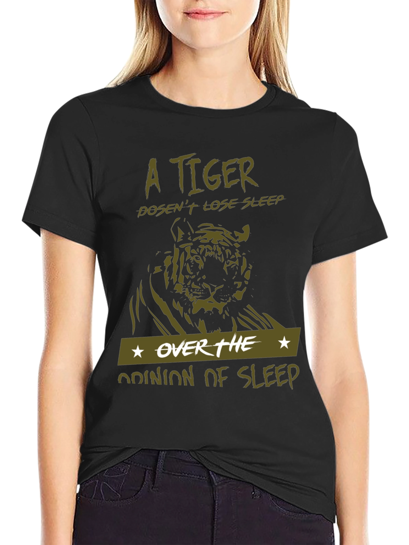 A Tiger Doesnt Lose Sleep Black T-Shirt