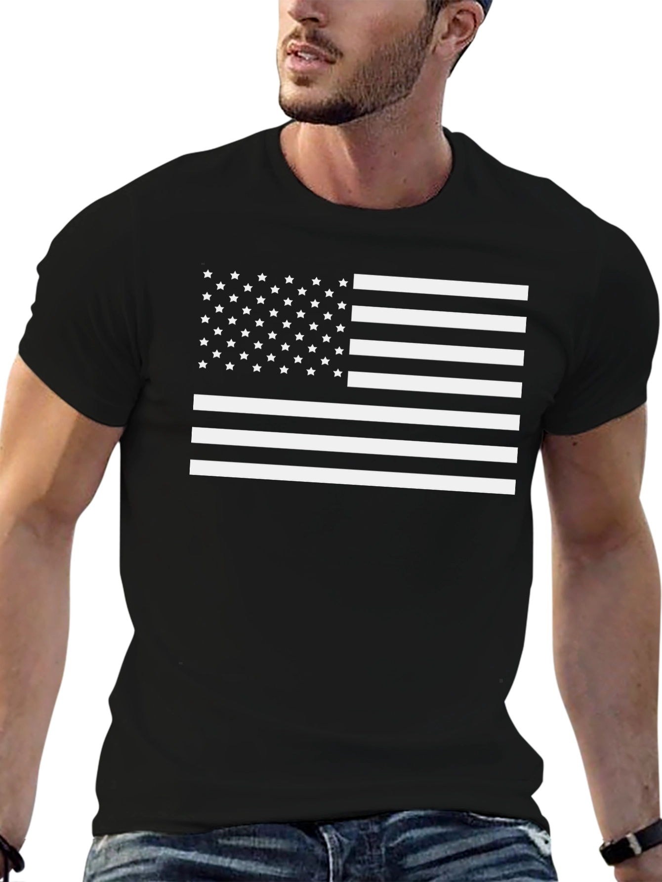 American Flag Graphic Tee - Black Patriotic T-Shirt