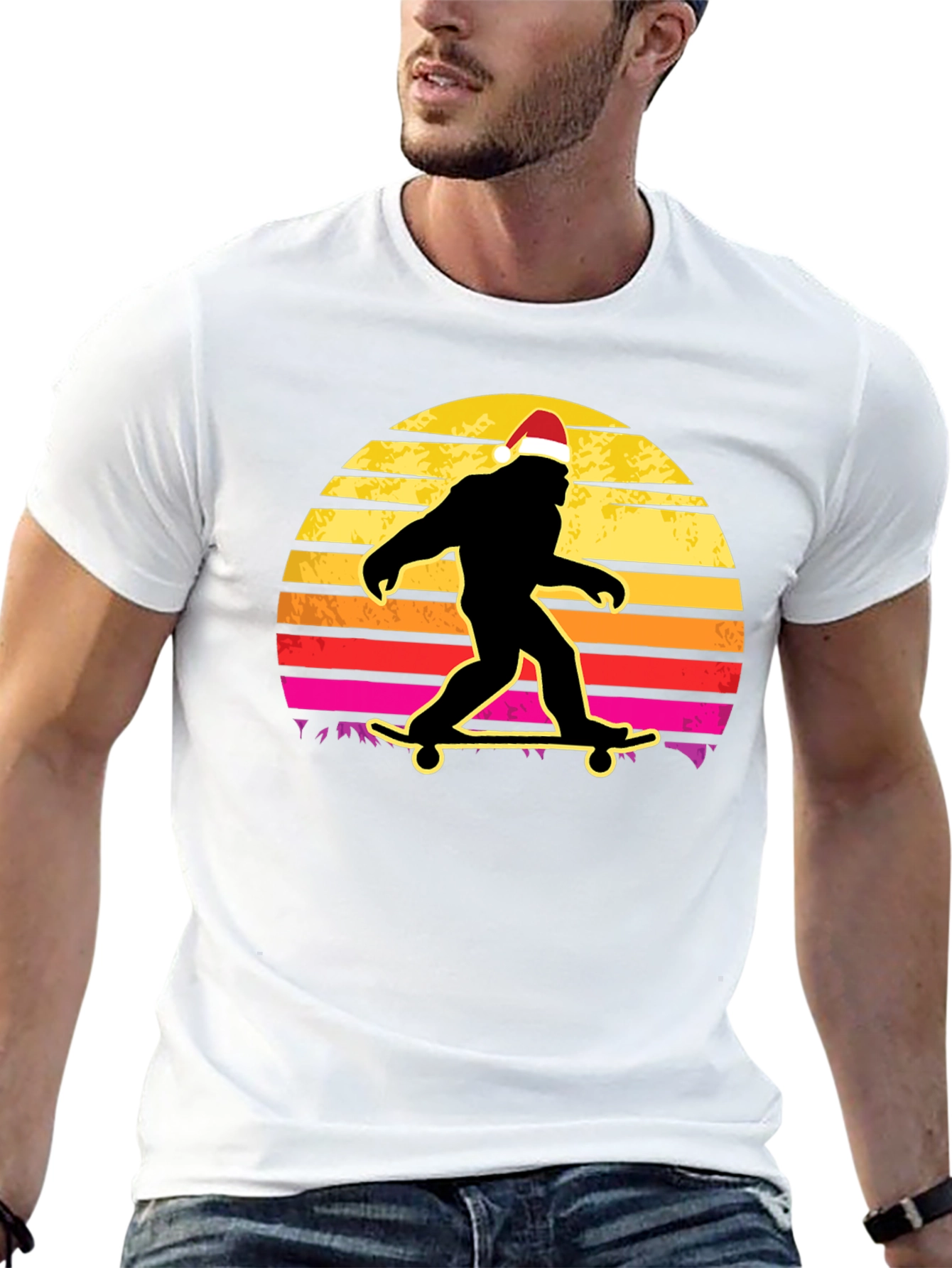Bigfoot Santa Skateboarding T-Shirt