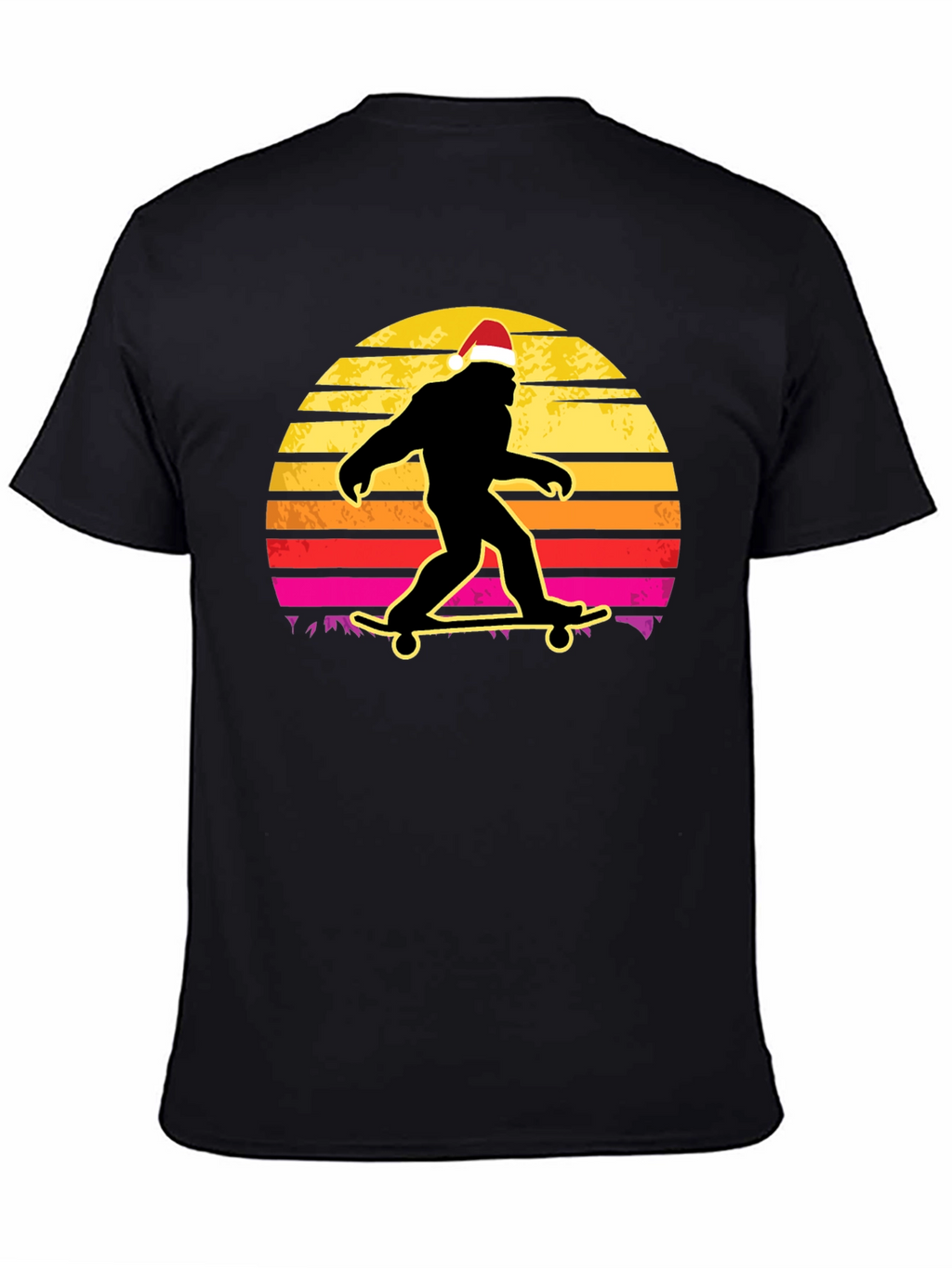Bigfoot Santa Skateboarding T-Shirt