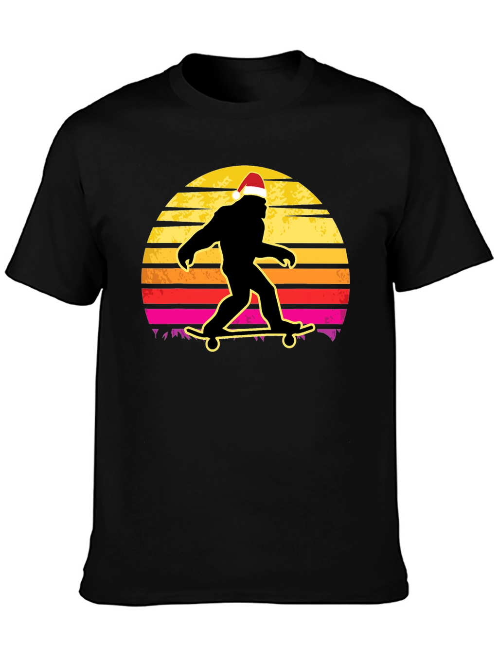 Bigfoot Santa Skateboarding T-Shirt