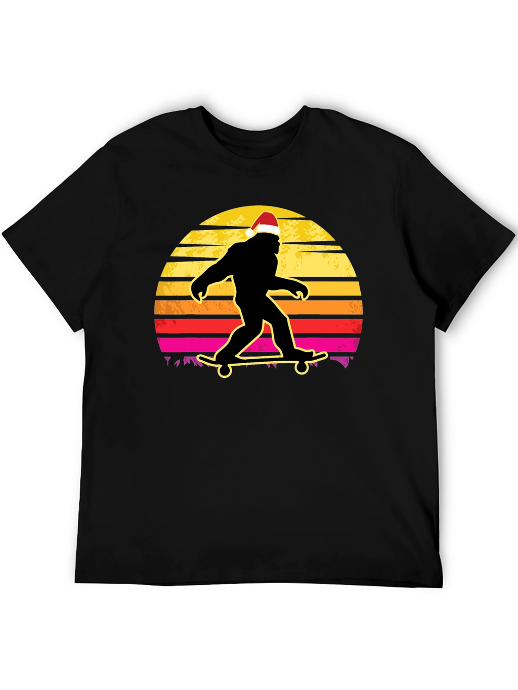 Bigfoot Santa Skateboarding T-Shirt