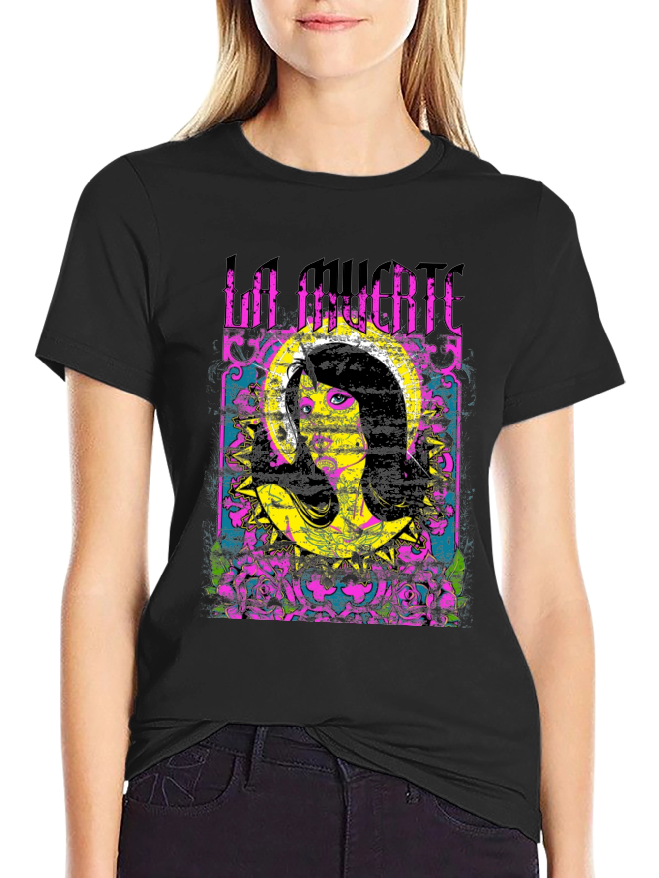 La Muerte Graphic Print Black T-Shirt