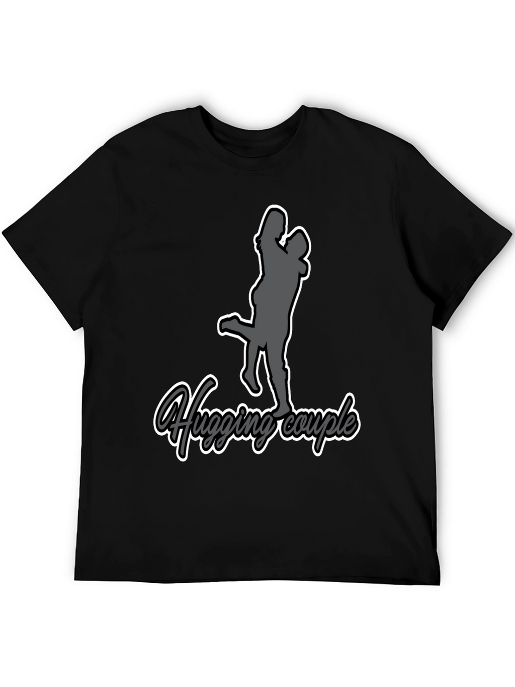 Hugging Couple Graphic Tee - Black
