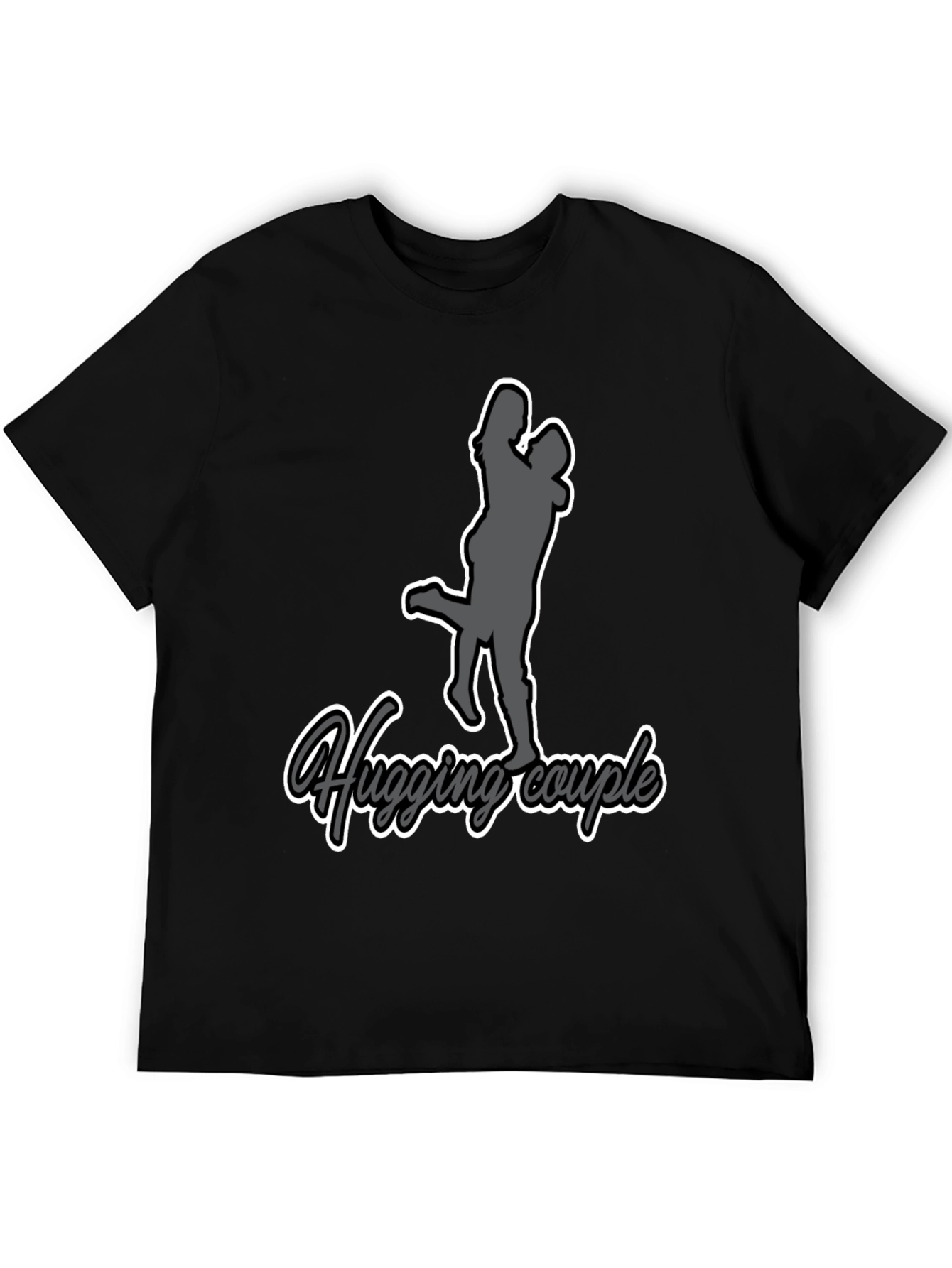 Hugging Couple Graphic Tee - Black