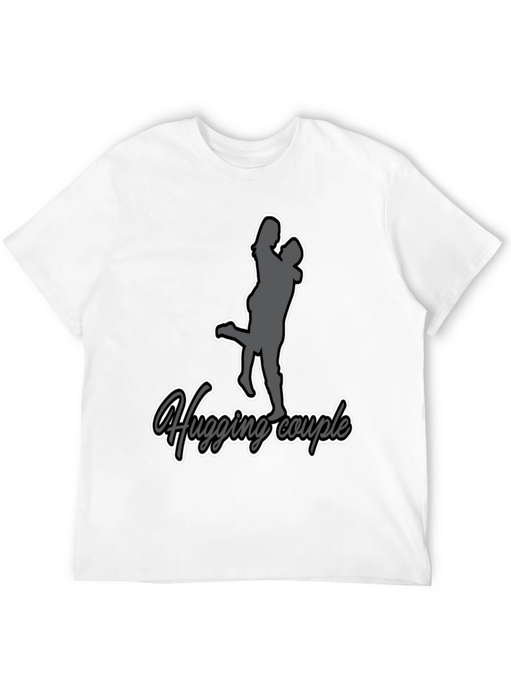 Hugging Couple Graphic Tee - Black