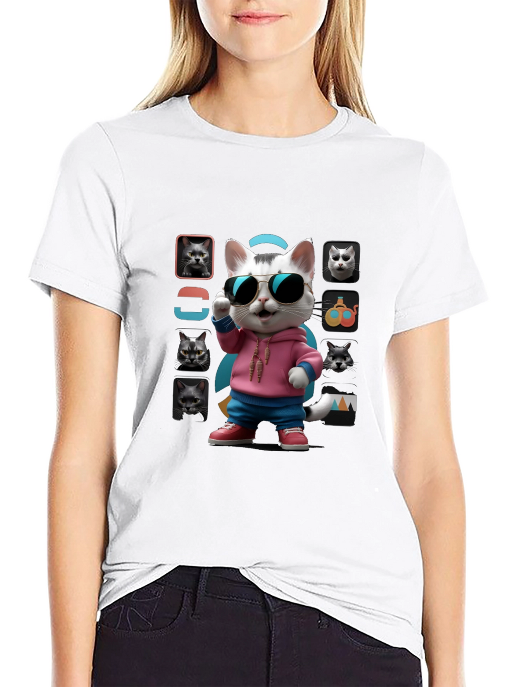 Cool Cat Graphic Tee - Unique Design