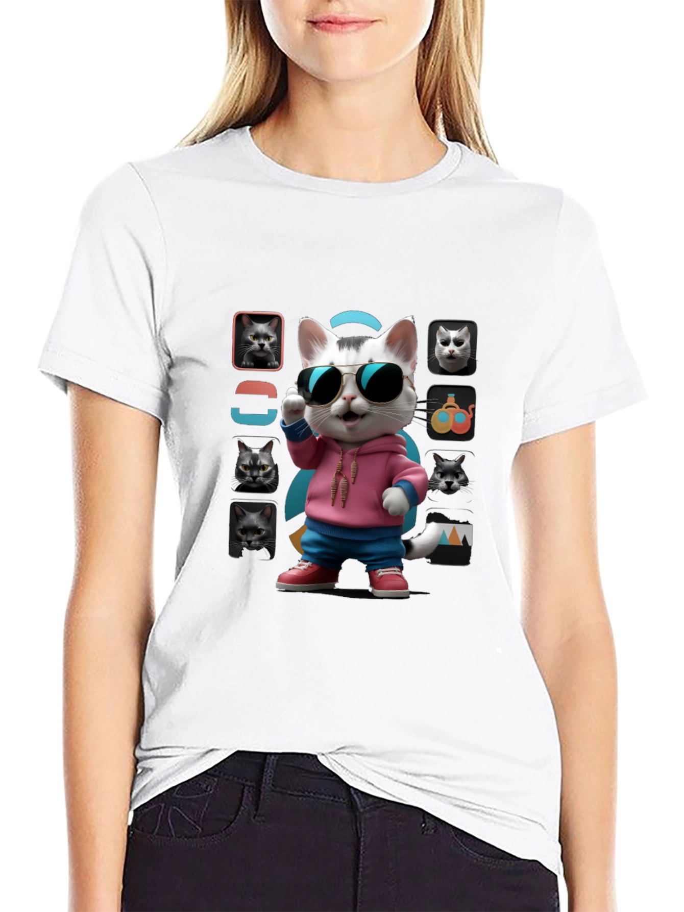 Cool Cat Graphic Tee - Unique Design