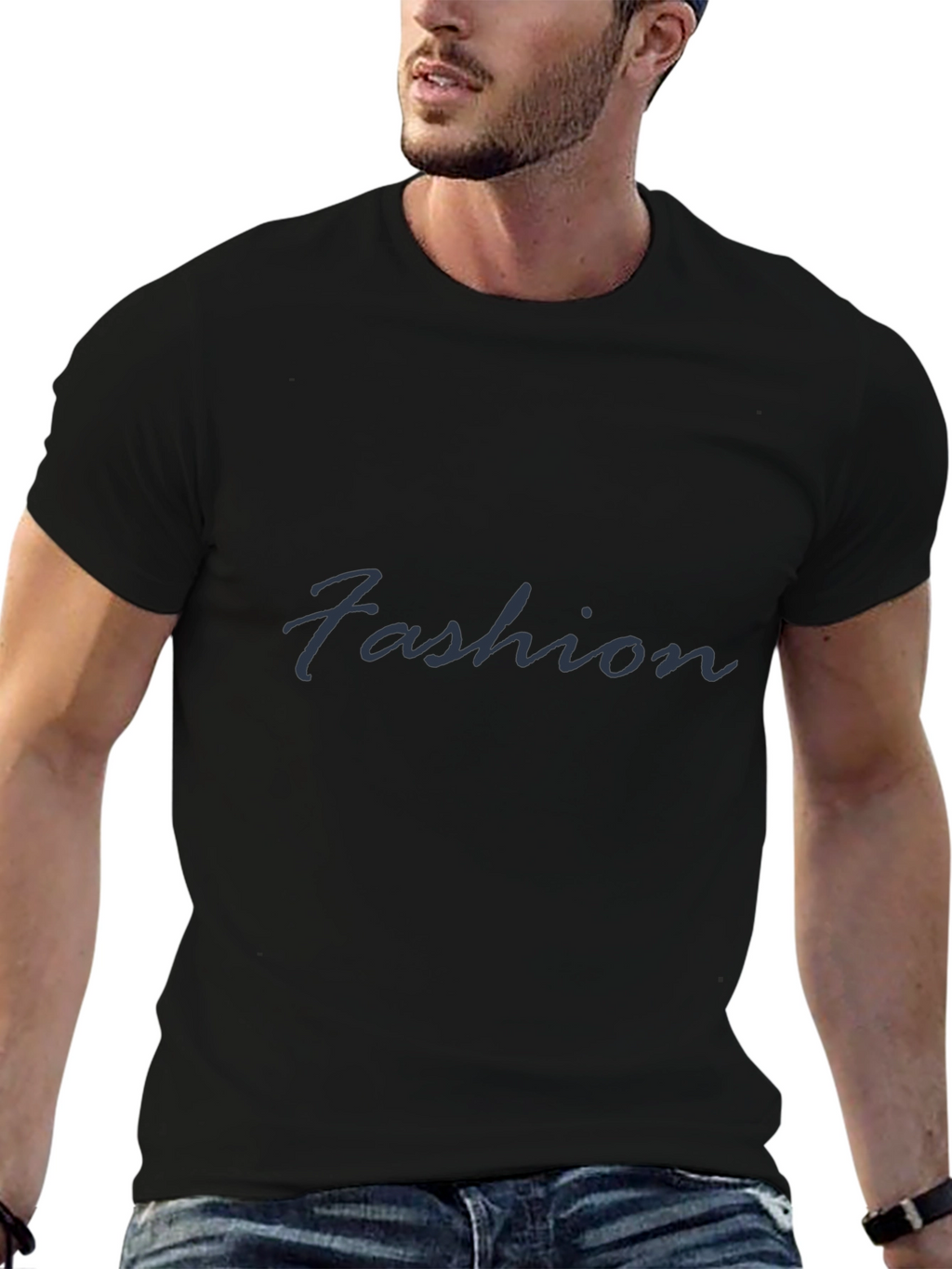 Fashion Tee: Stylish Black Cotton Blend Shirt