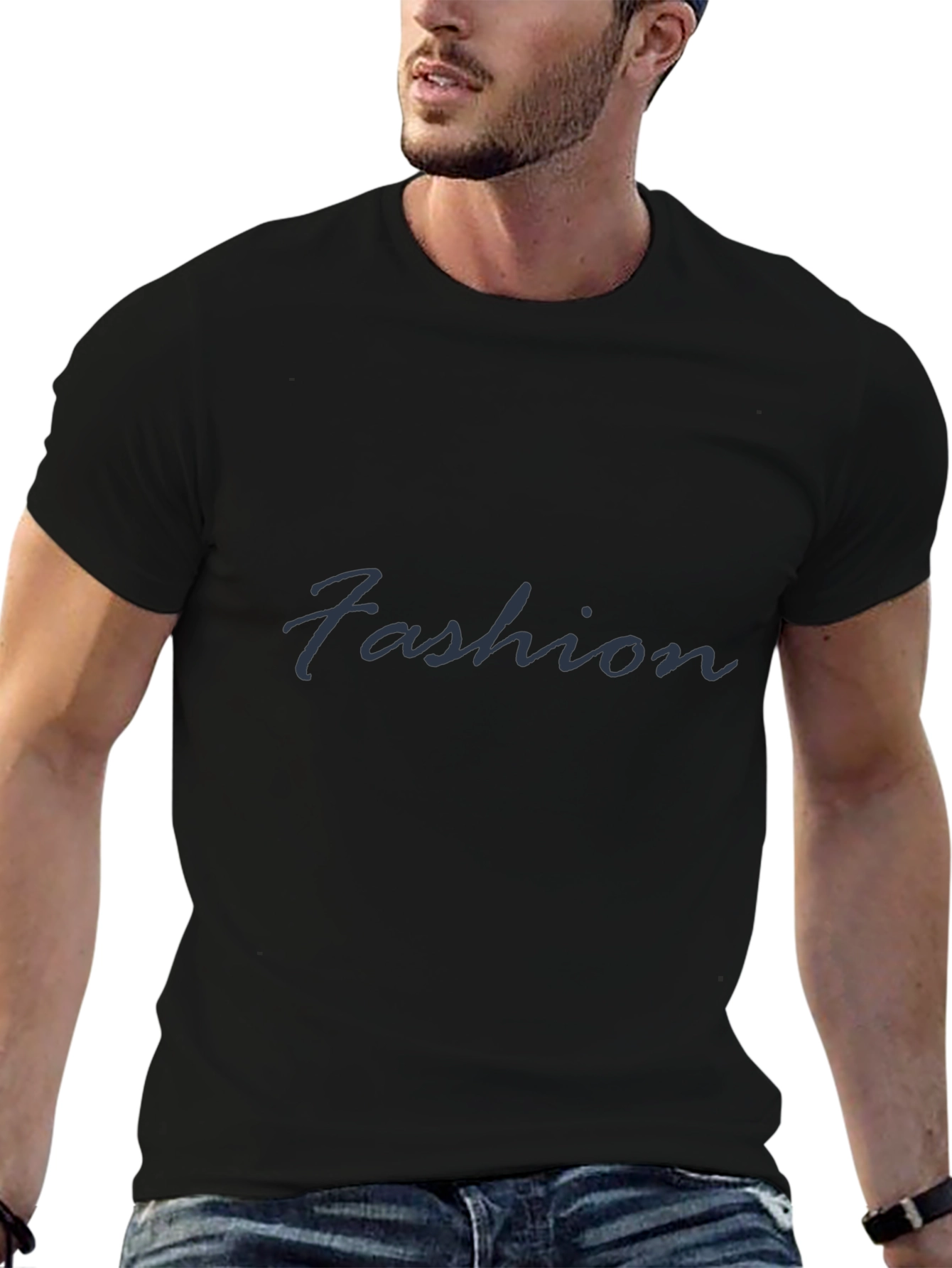 Fashion Tee: Stylish Black Cotton Blend Shirt