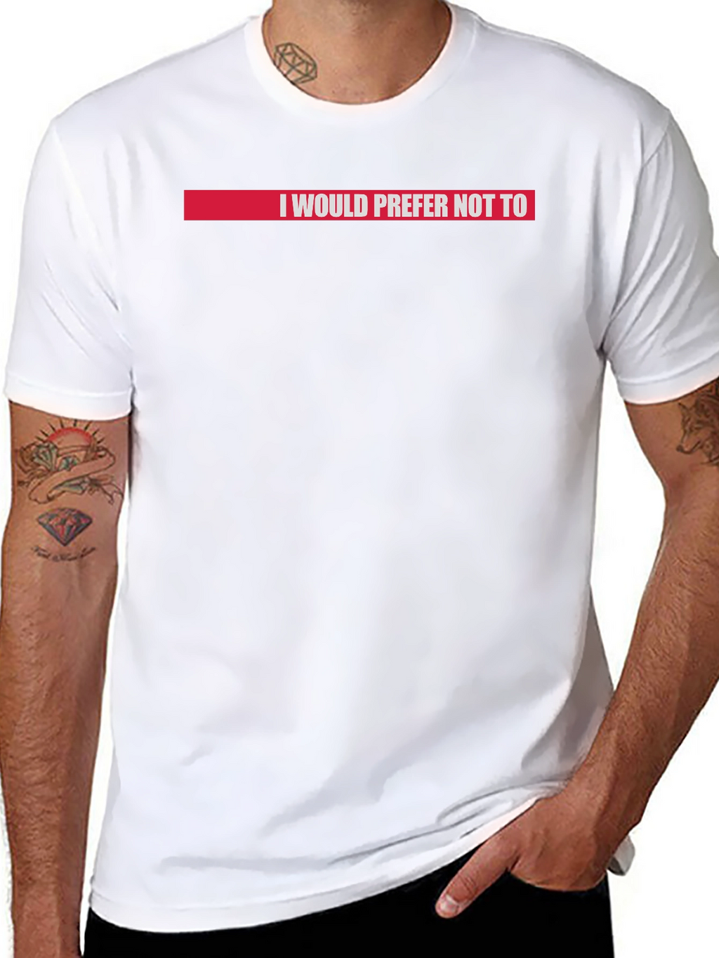 I Would Prefer Not To T-Shirt Red Accent