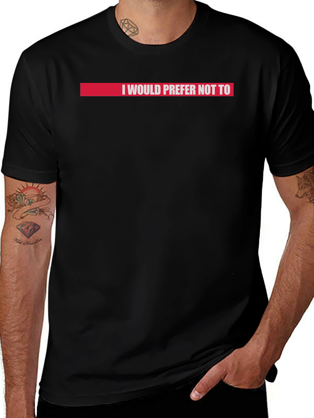 I Would Prefer Not To T-Shirt Red Accent