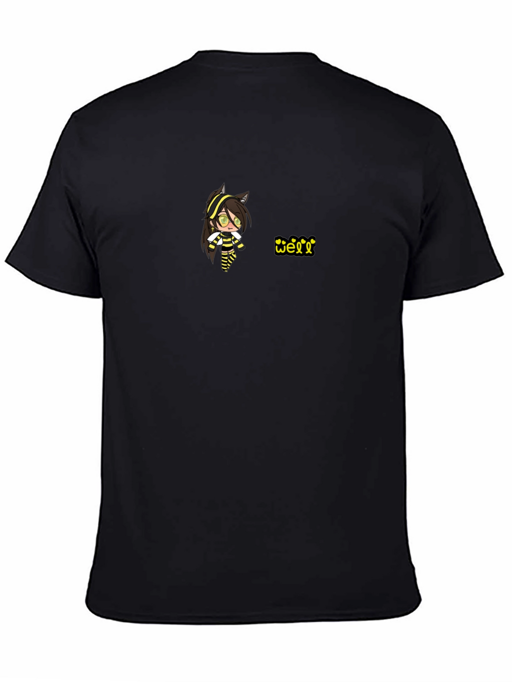 Black T-Shirt with Animated Character Design