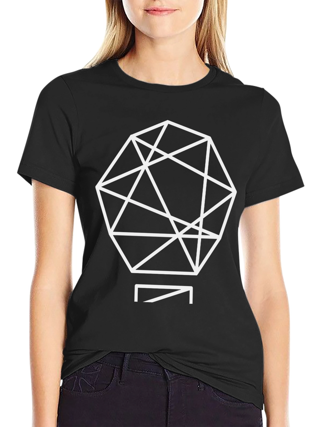 Geometric Graphic Tee - Black Casual Shirt