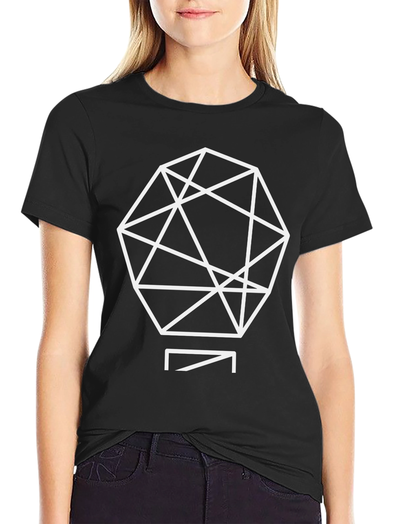 Geometric Graphic Tee - Black Casual Shirt